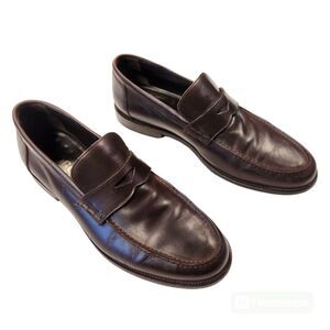 Boggi Milano Mens Brown Leather Penny Loafers 43 US 10 Made in Italy